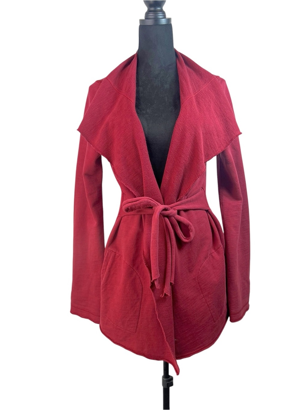 Lucky Brand French Terry Duster Wrap Tie Front Jacket Light Coat Cardigan L FLAW